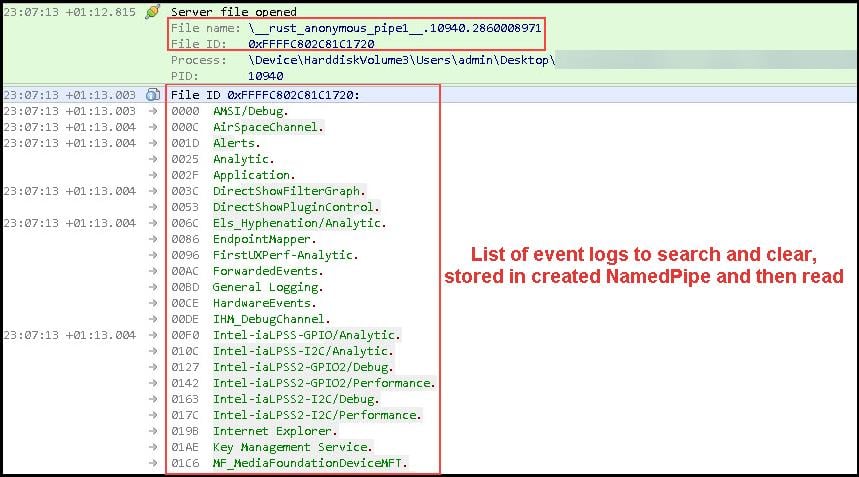 Figure 10 List of event logs to check and delete