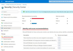 Figure 2 Azure Entra Identity Protection Secure Score Recommendations