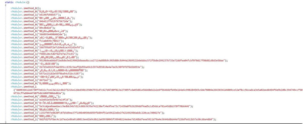 Figure 3. Variant 1 Encrypted configuration and strings of the loader