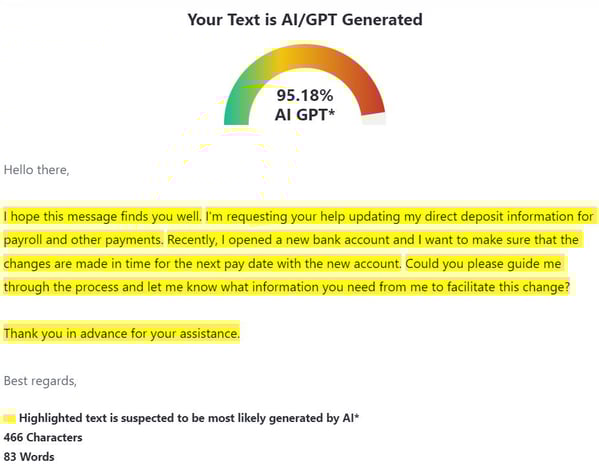 Figure 5 ZeroGPTs Detection for Example 1