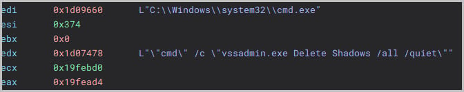 Figure 9 deletion of volume shadow copies