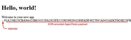 Figure 9. The encoded payload embedded within the body of the HTML response.