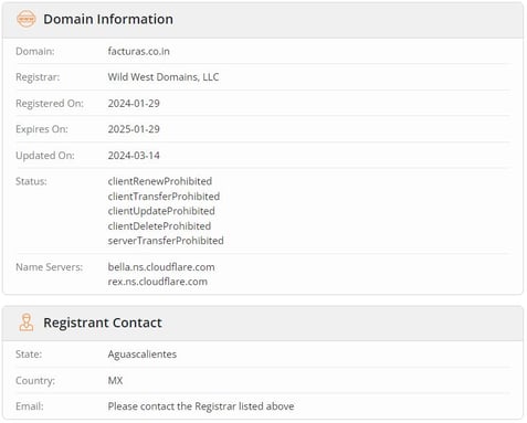 Figure 5. The domain information from whois[.]com