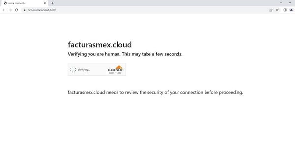 Figure 6. URL Redirection to Cloudflare captcha page when accessed using a Mexico based IP